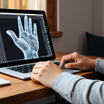 A diverse young digital artist, fully clothed in comfortable, modest casual attire, sits at a desk in a well-lit, cozy home studio. They are focused on a digital drawing tablet, actively creating, with a relaxed, natural pose. The screen subtly displays a creative software interface, hinting at learning or community engagement. Perfect anatomy, correct proportions, well-formed hands, proper finger count, natural body proportions. Professional photography, high quality, safe for work, appropriate content, fully clothed, family-friendly.
