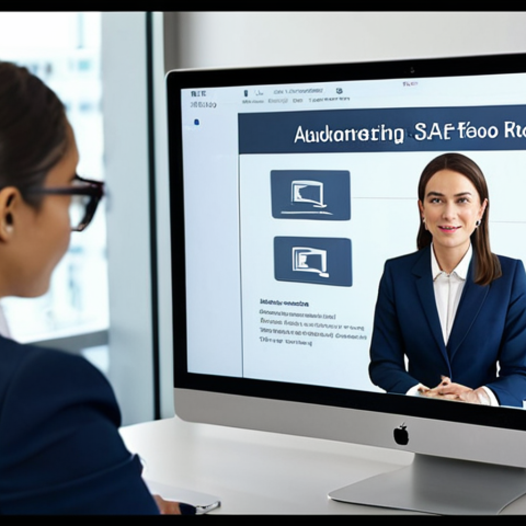 소통과 협업을 위한 디지털 플랫폼 활용법 - **Professional Videoconference:** A businesswoman in a modest business suit participates in a Zoom m...