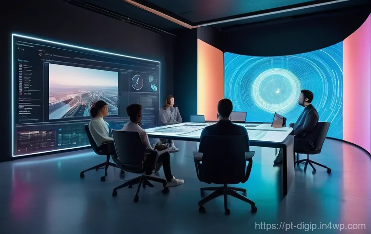 디지털 마케팅 캠페인을 위한 디자인 도구 - **Prompt:** A diverse group of young, enthusiastic graphic designers, dressed in modern, modest busi...