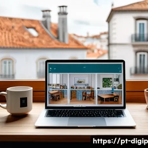 Home 12 효과적인 웹 디자인 도구 추천 - A modern web designer’s workspace featuring a sleek laptop displaying an interactive prototype in Fi...